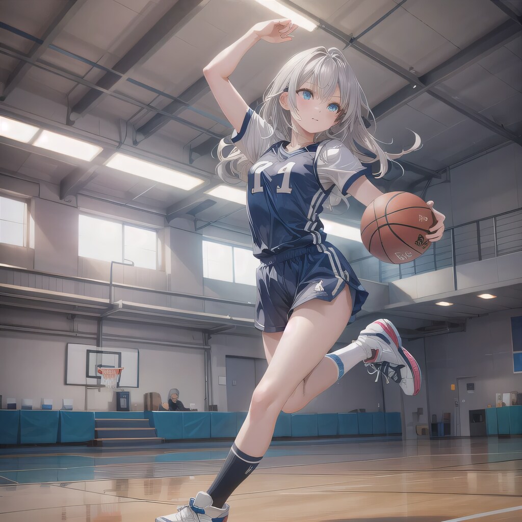 灰髪ロングでユニフォームの少女４