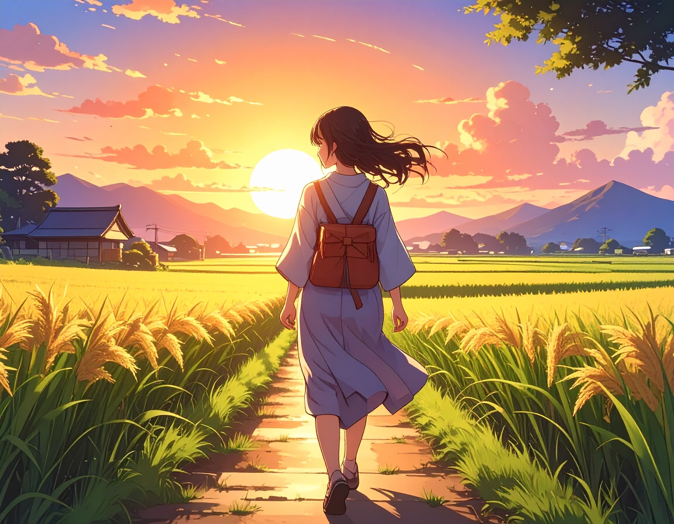 a girl is rushing home