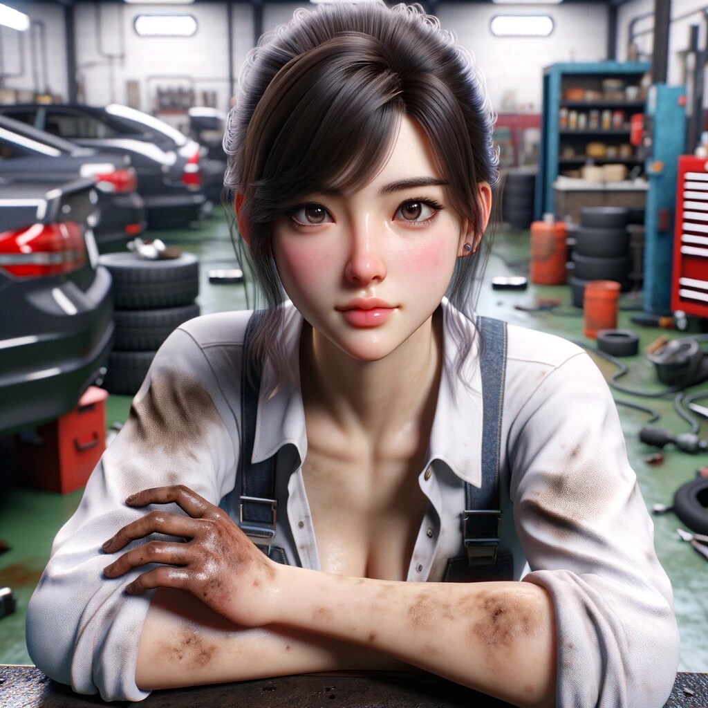 自動車整備工場で働くメカニック少女 ③