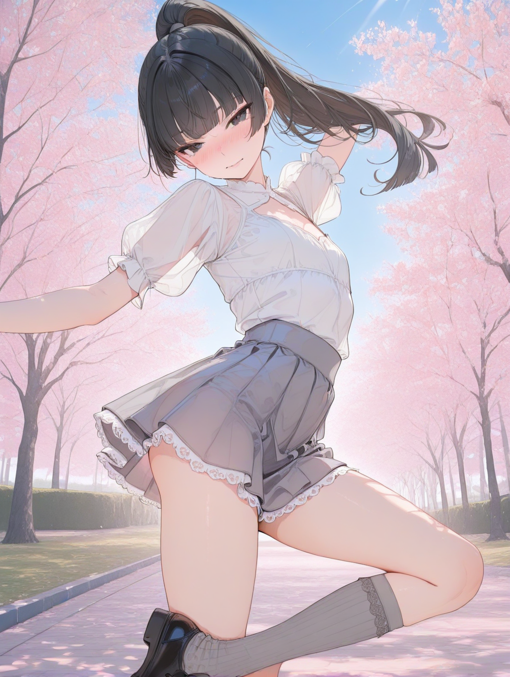 美央とサクラ_ポニーテール（高め）