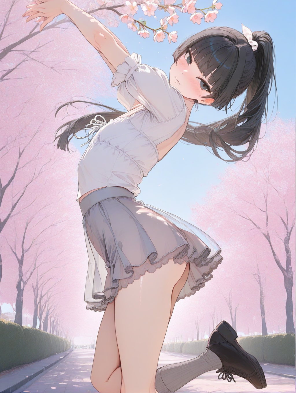 美央とサクラ_ポニーテール（高め）