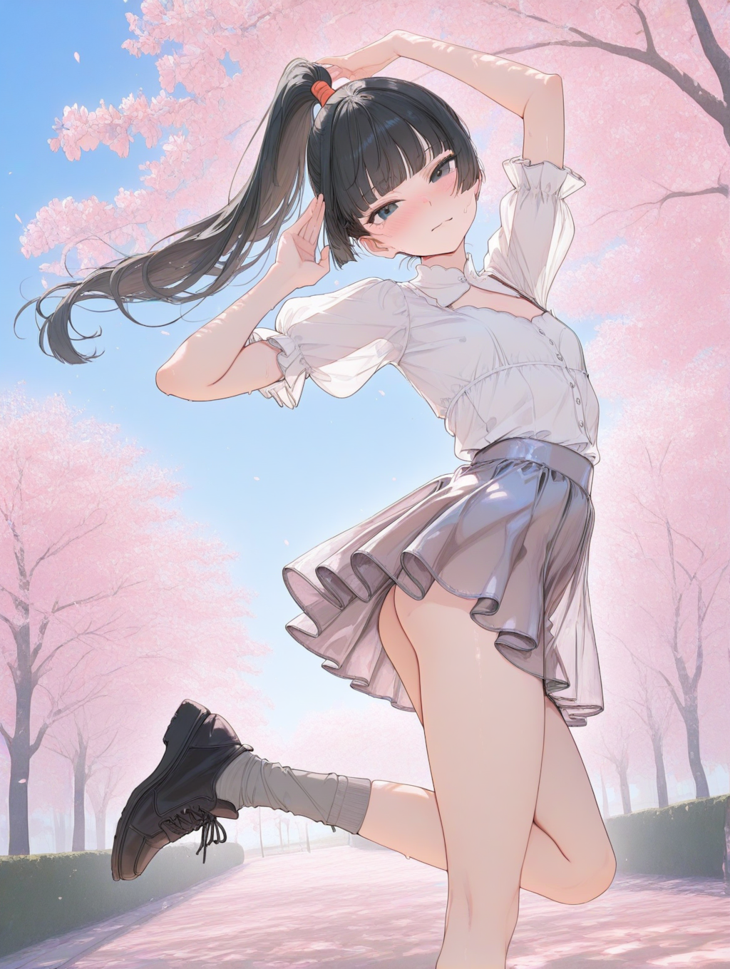 美央とサクラ_ポニーテール（高め）