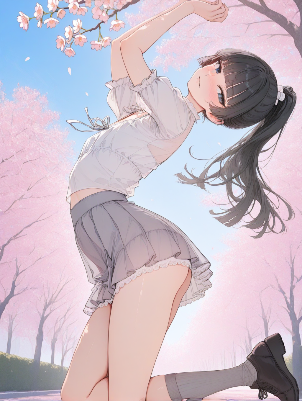 美央とサクラ_ポニーテール（高め）