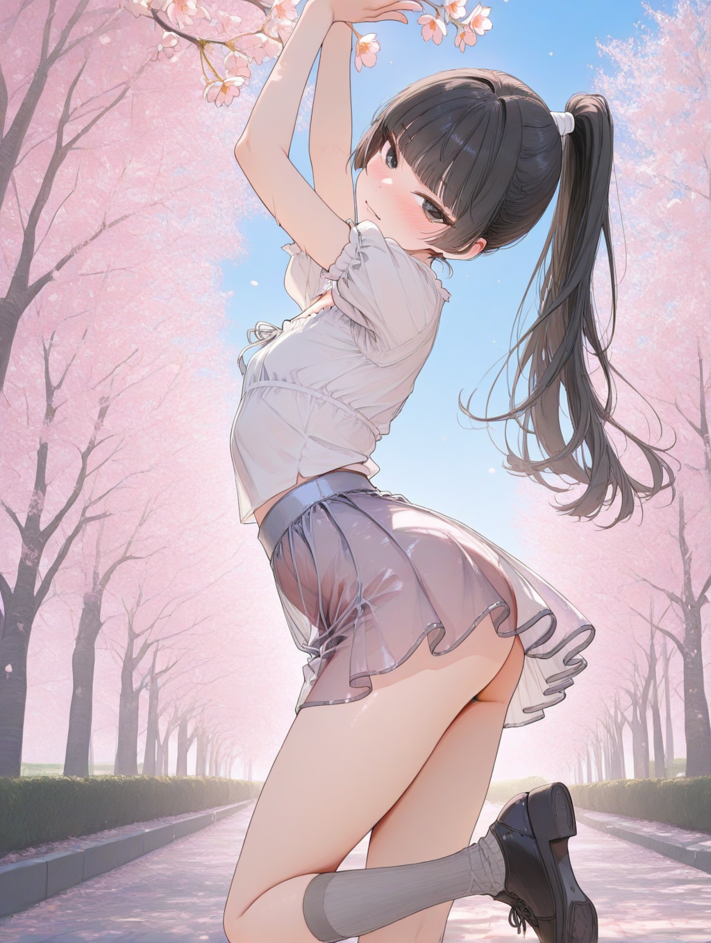 美央とサクラ_ポニーテール（高め）