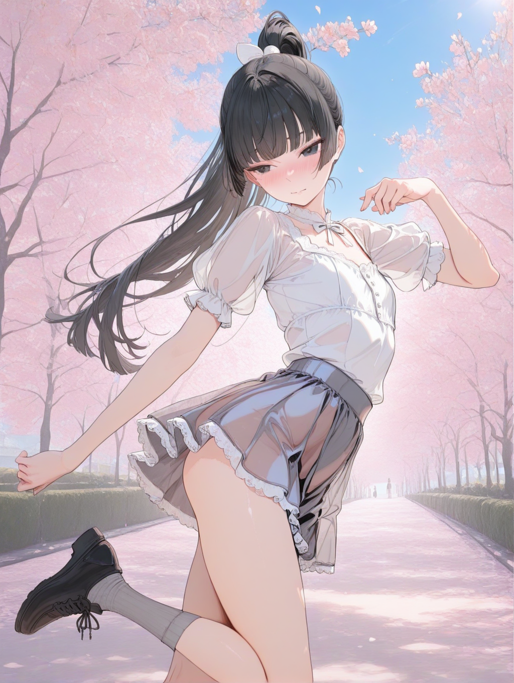 美央とサクラ_ポニーテール（高め）