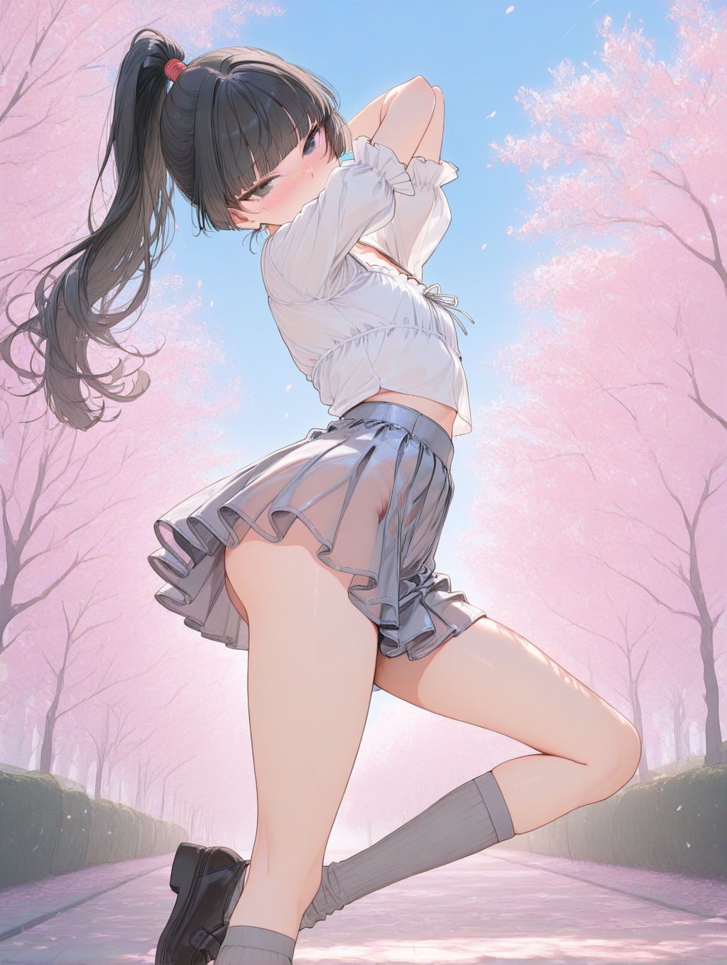 美央とサクラ_ポニーテール（高め）