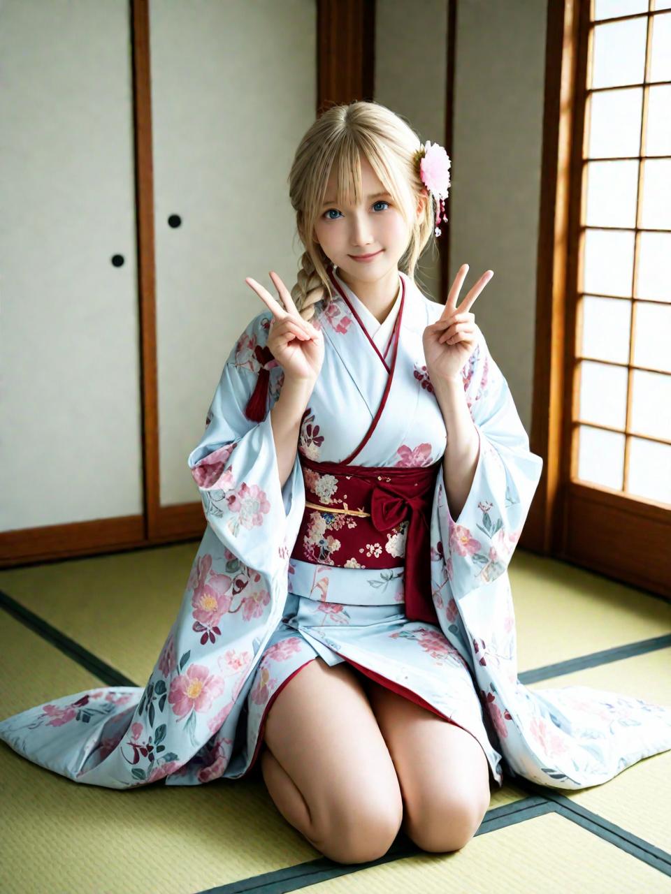 金髪着物巨乳