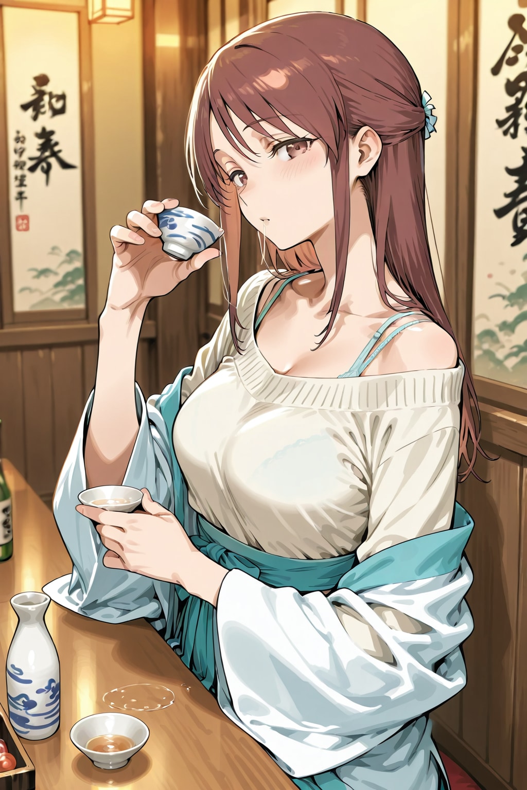 飲み屋で酒を飲む三船さん(ちちぷい版)