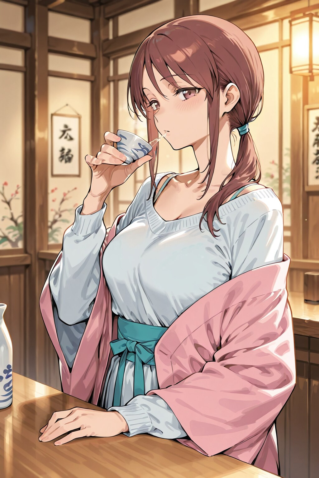 飲み屋で酒を飲む三船さん(ちちぷい版)