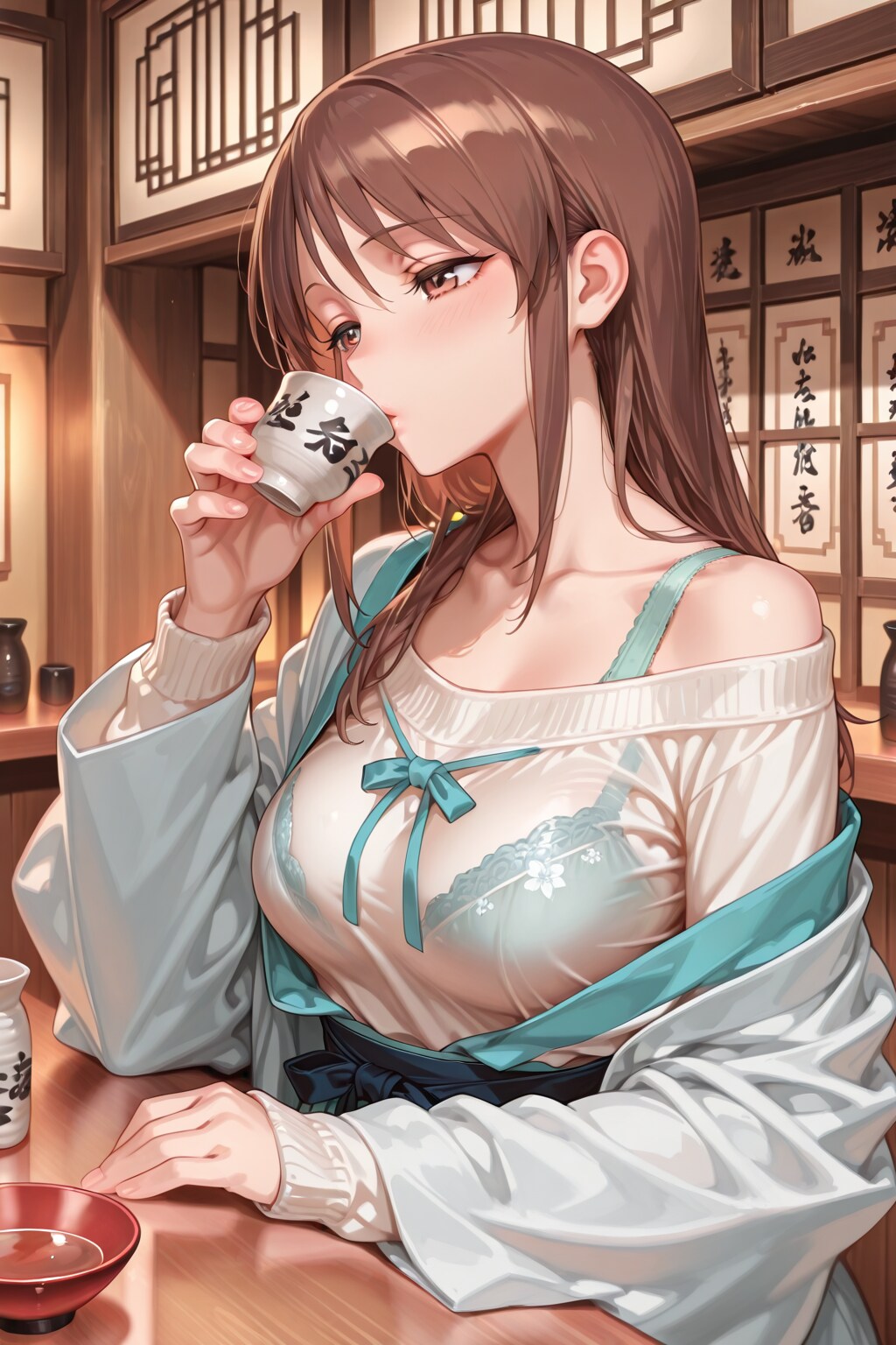 飲み屋で酒を飲む三船さん(ちちぷい版)