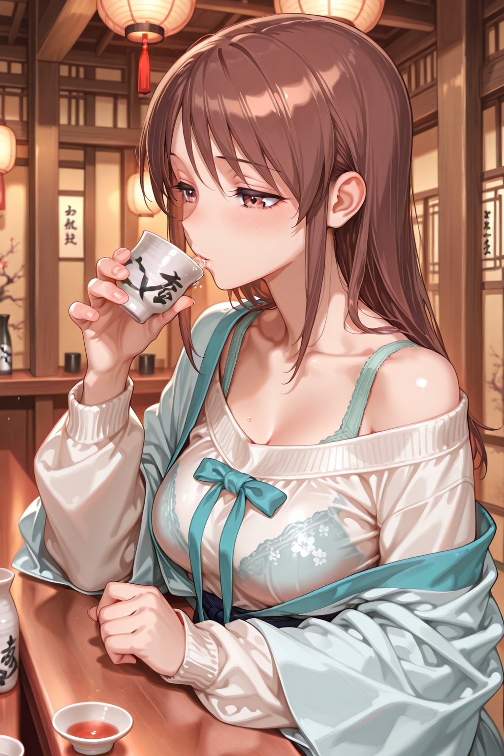 飲み屋で酒を飲む三船さん(ちちぷい版)