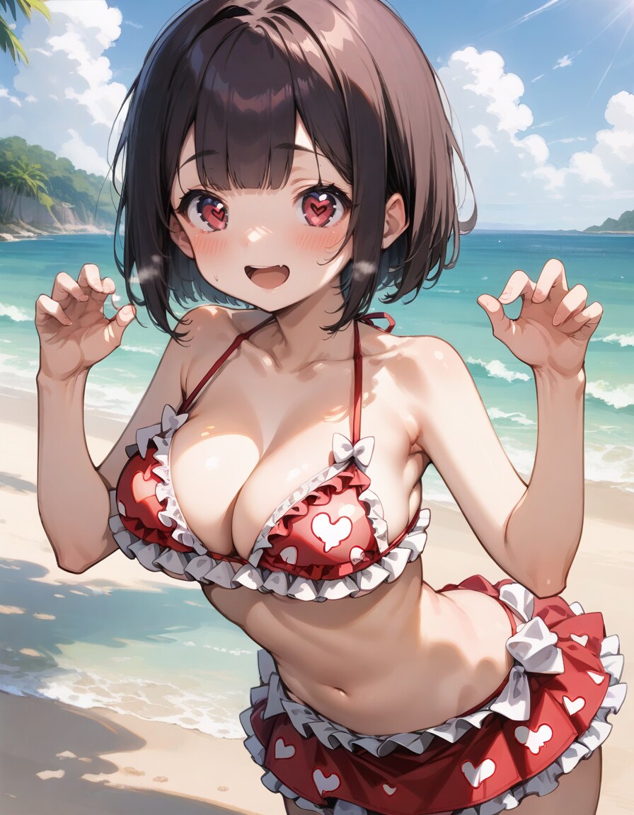 ハート柄のフリルビキニスカート