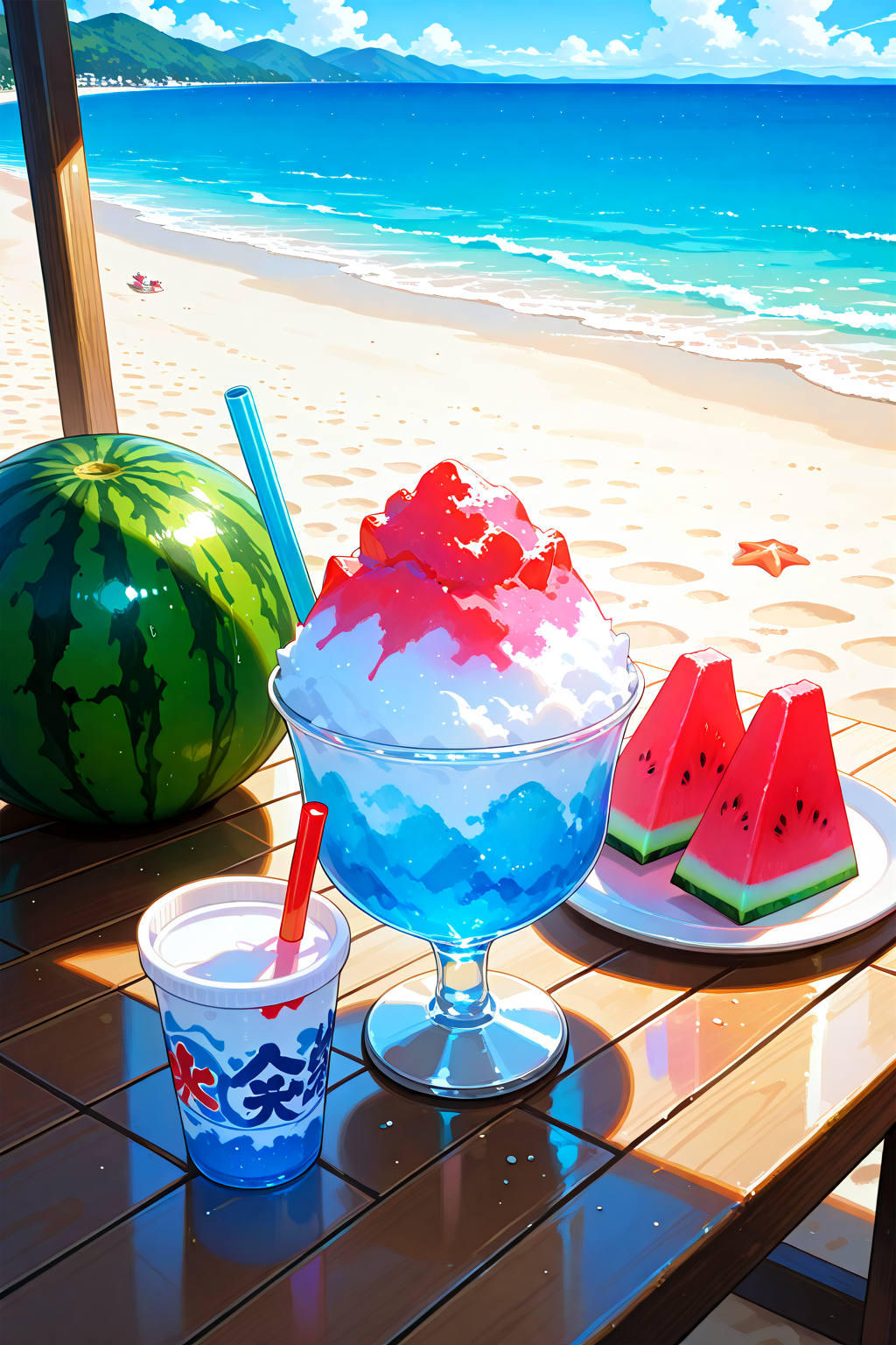 かき氷とスイカと○。○シェイク