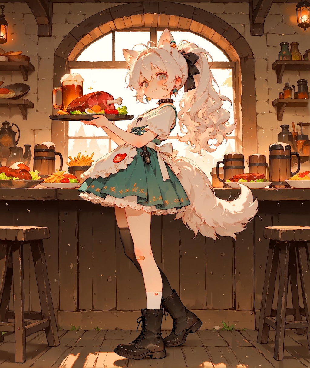 けもみみウェイトレス少女