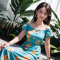 カラフルな南国プリントのムームー 2枚目