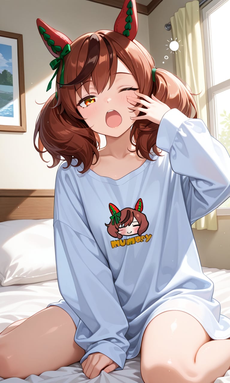 ぶかぶかの彼シャツで寝ていたネイチャさん | の人気AIイラスト・グラビア