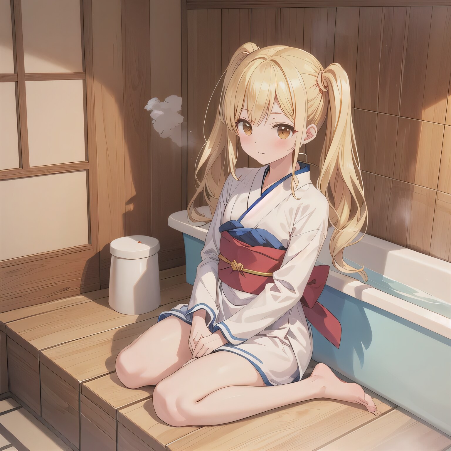 金髪ロングでお風呂の少女１６ | の人気AIイラスト・グラビア