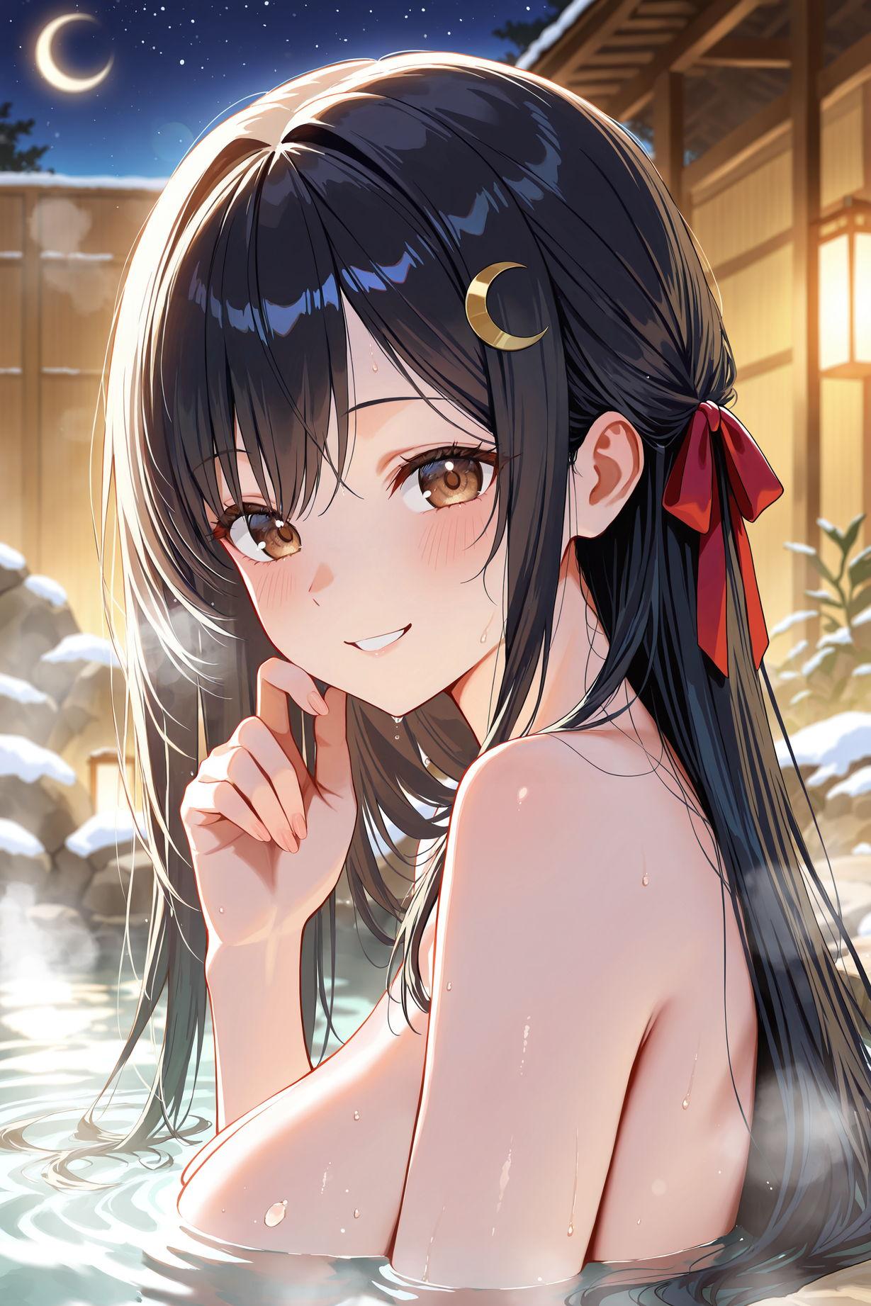 異世界神社の巫女さん（神楽さん温泉で休憩中）