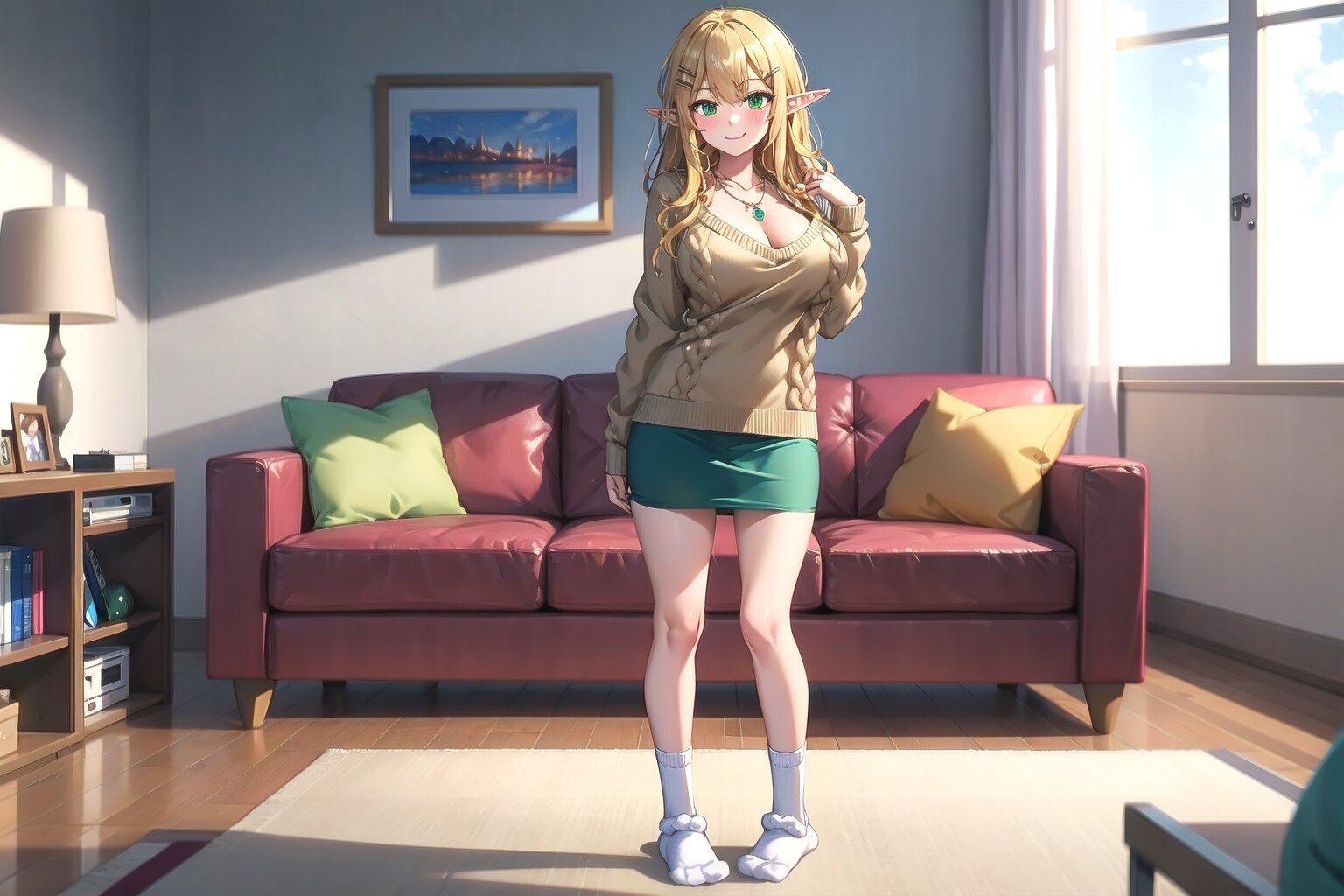 セーターとタイトスカート