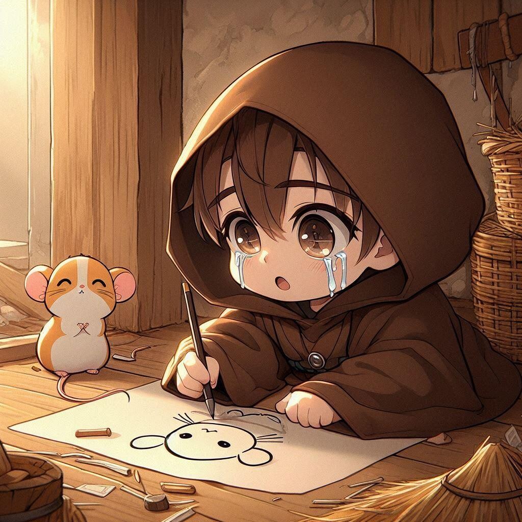 現代風雪舟少年と少しだけ古い雪舟少年