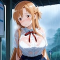雨に降られたアスナさん 2枚目