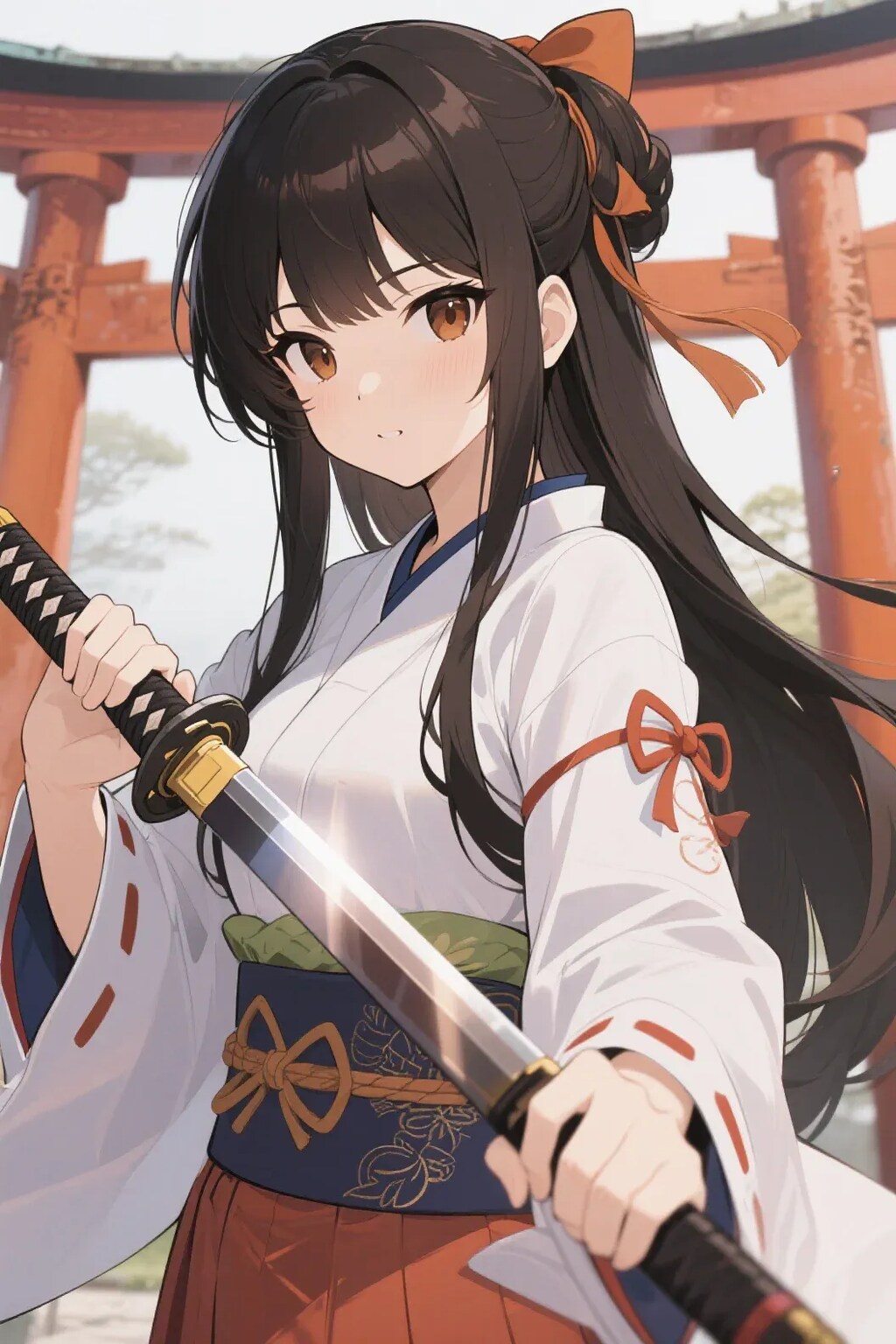 日本刀を持つ巫女刀士さくらちゃん