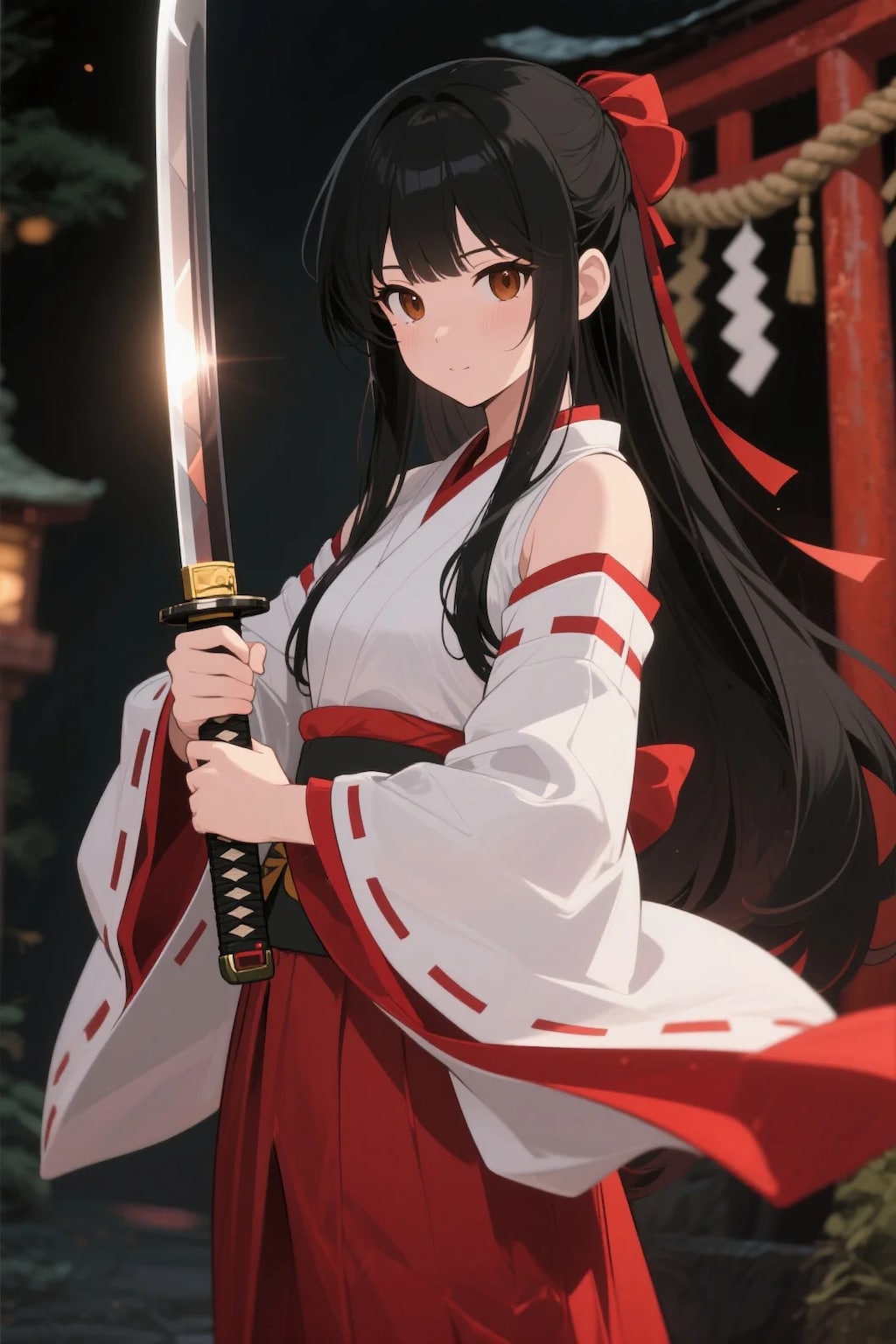 日本刀を持つ巫女刀士さくらちゃん