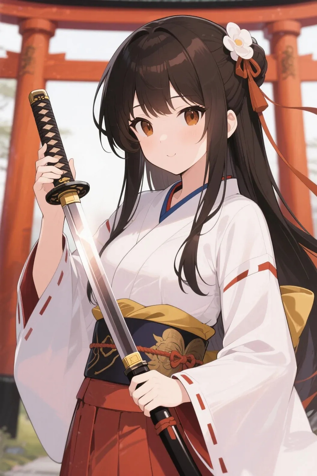 日本刀を持つ巫女刀士さくらちゃん