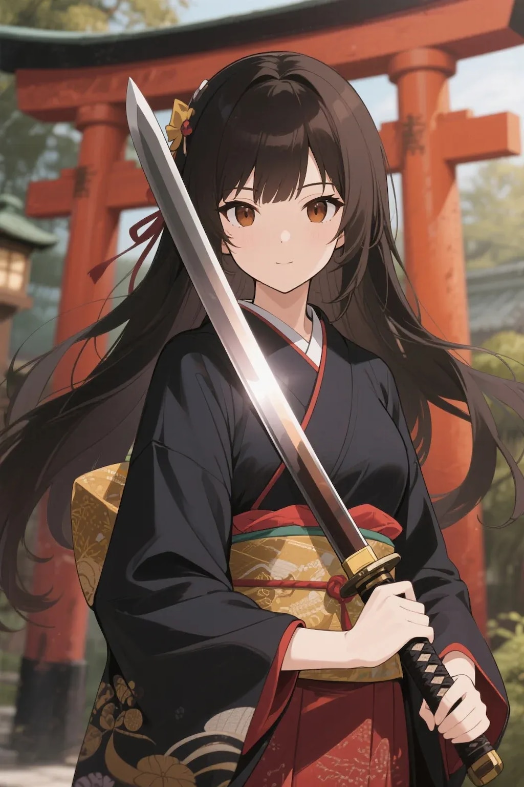 日本刀を持つ巫女刀士さくらちゃん