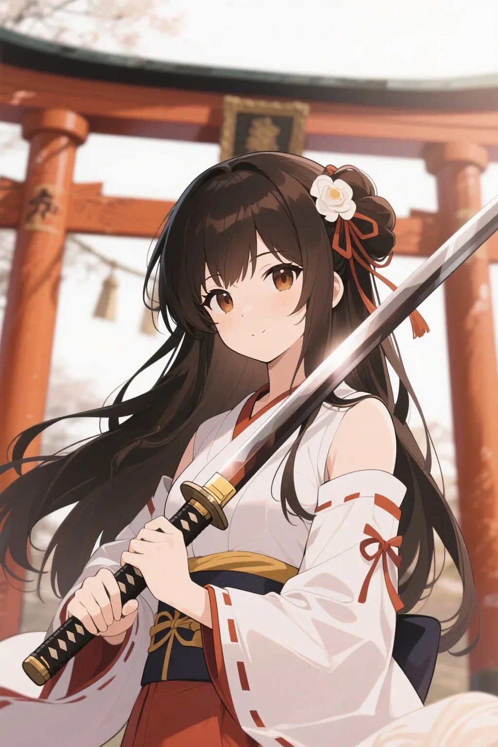 日本刀を持つ巫女刀士さくらちゃん