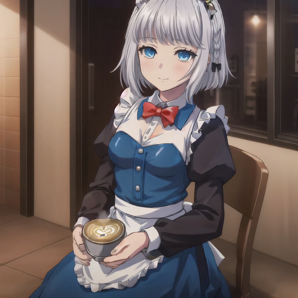 銀髪ボブで碧眼のメイド