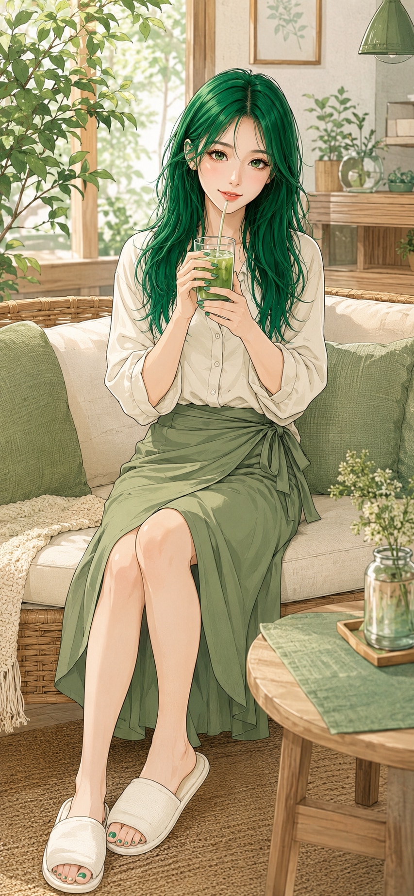 【企画】ちょっと秋寄りの部屋着の緑ちゃん💚
