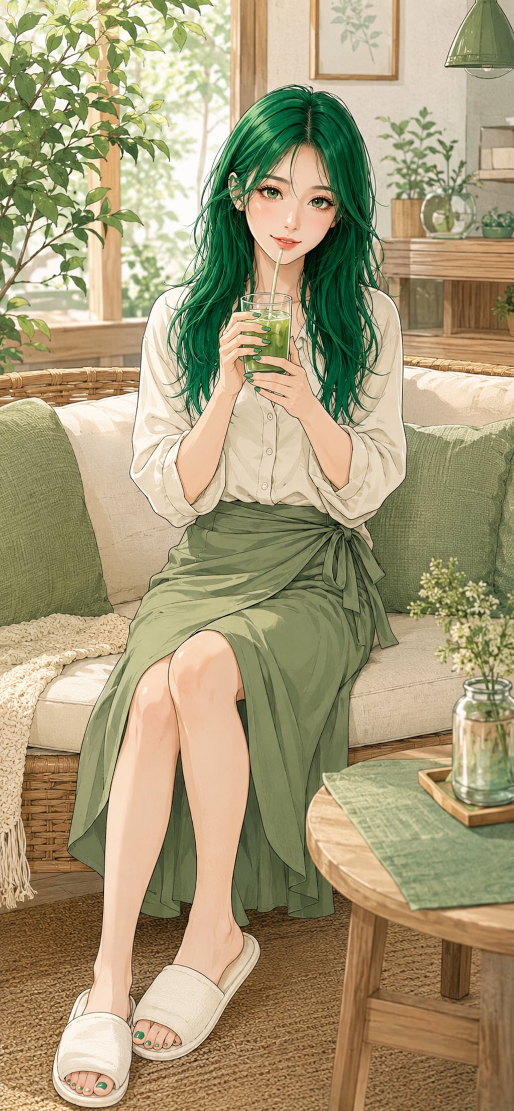 【企画】ちょっと秋寄りの部屋着の緑ちゃん💚