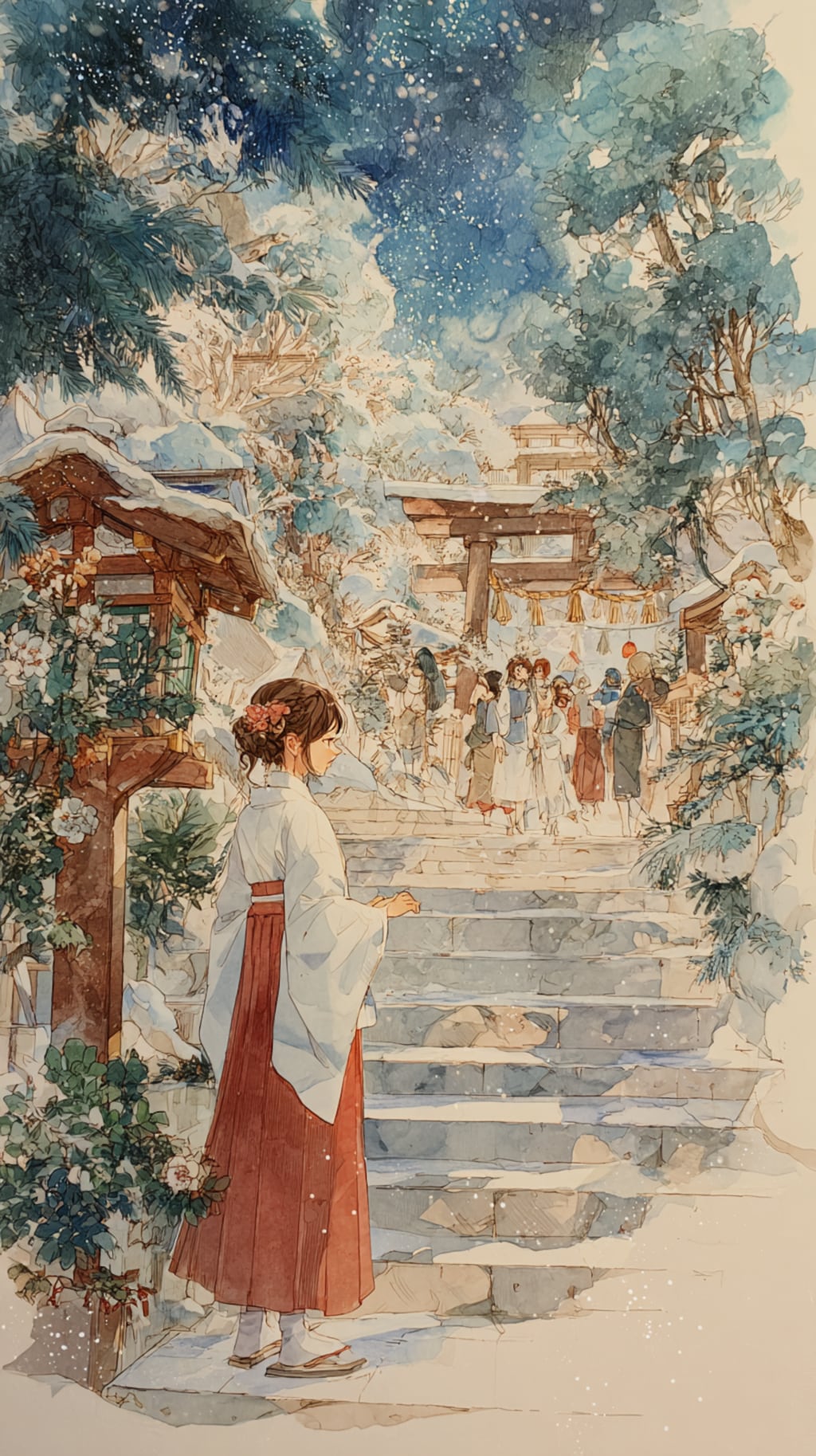 年末年始の神社の巫女