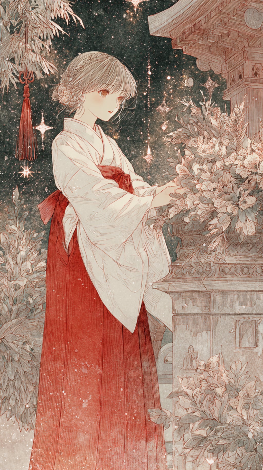 年末年始の神社の巫女