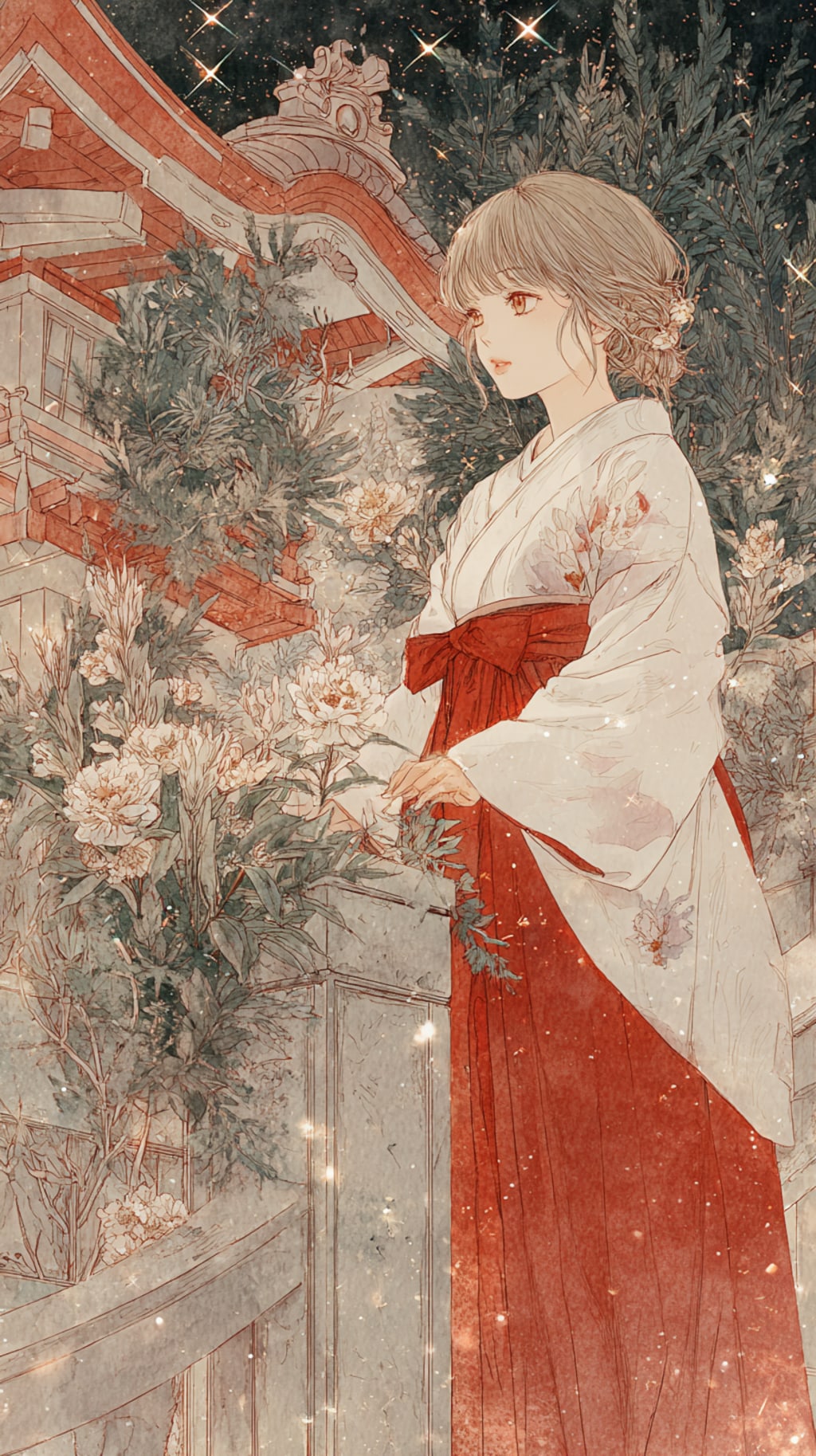 年末年始の神社の巫女