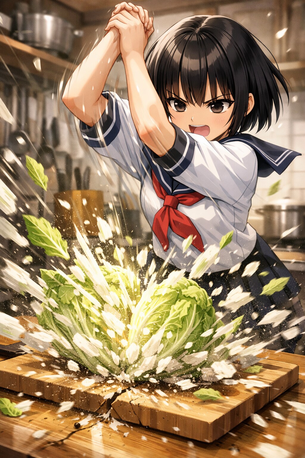 白菜を爆砕する女の子