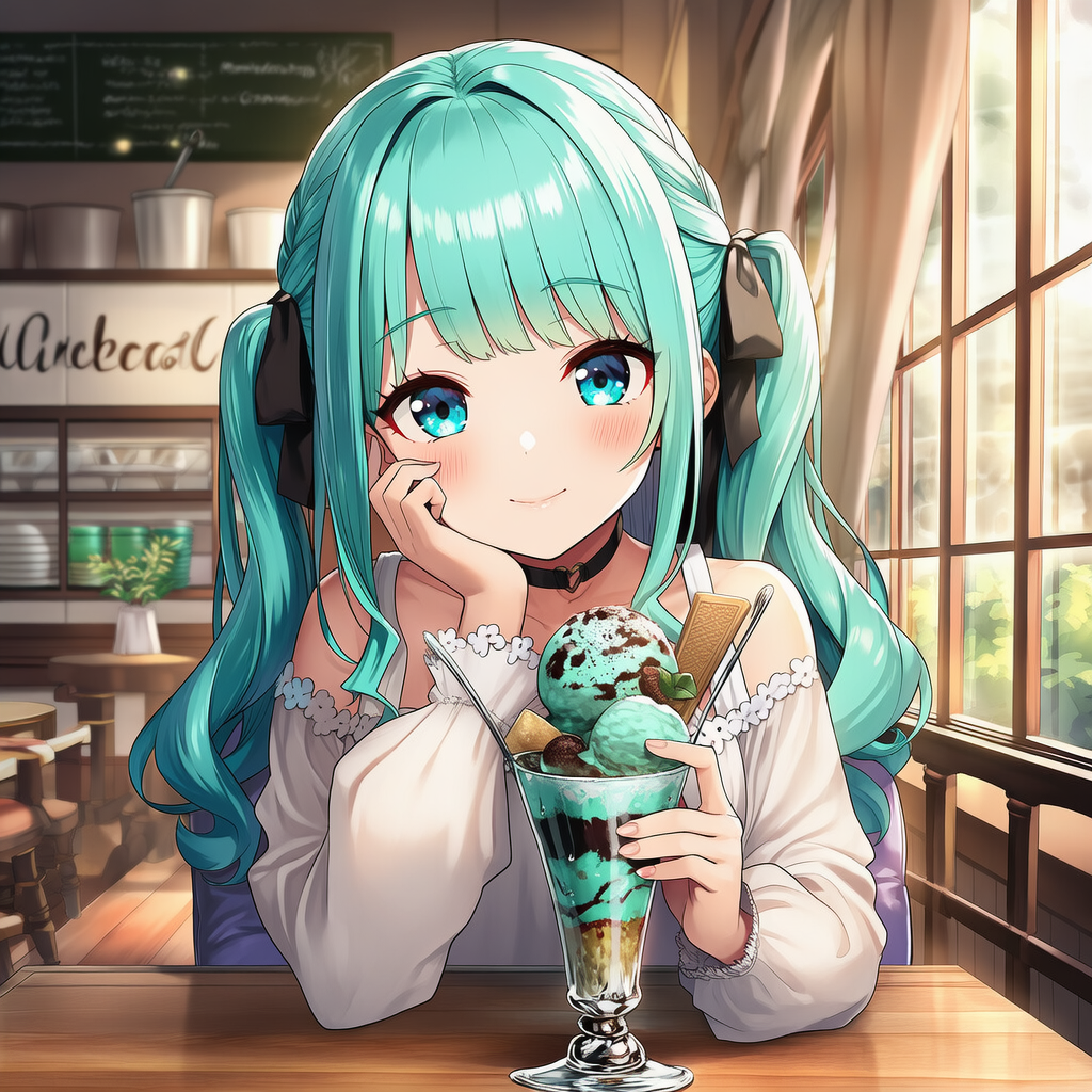 チョコミントパフェ | の人気AIイラスト・グラビア