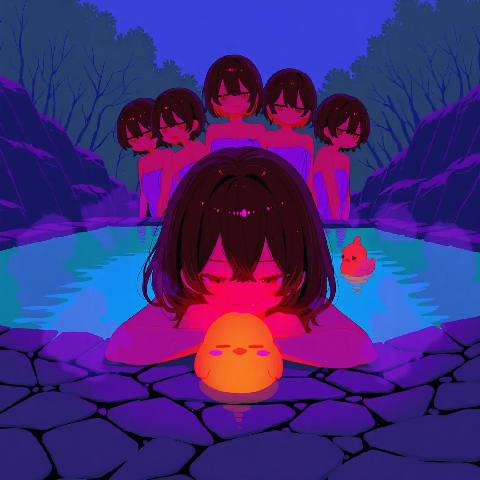 「ピヨ、ここの露天に入ると分裂するって知ってた？」 | の人気AIイラスト・グラビア