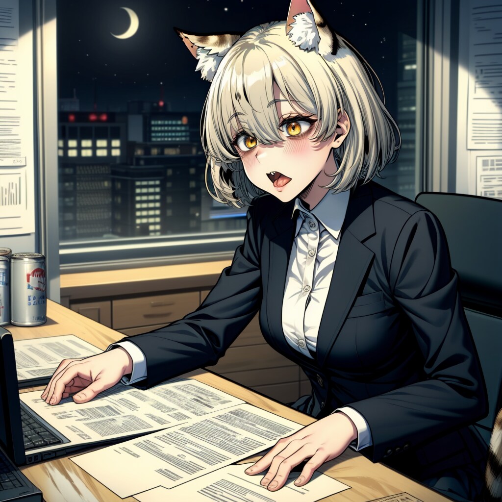 ヤミ猫先輩と残業