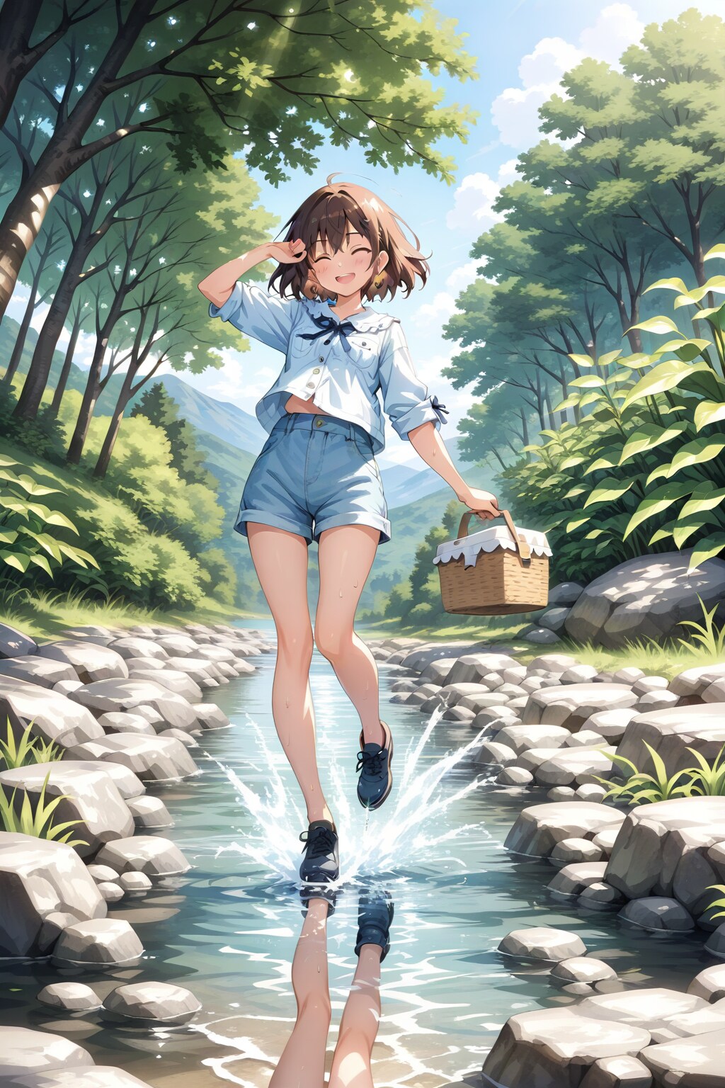 川遊び中