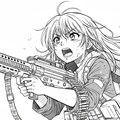 漫画っぽい武装JK (機関銃と少女⑨) 2枚目