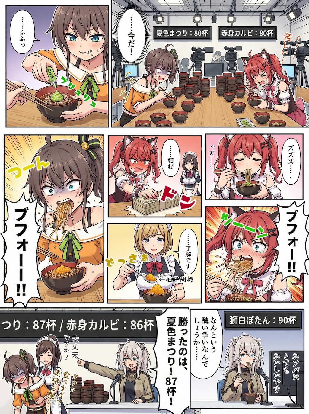 わんこソバ大食い対決①②