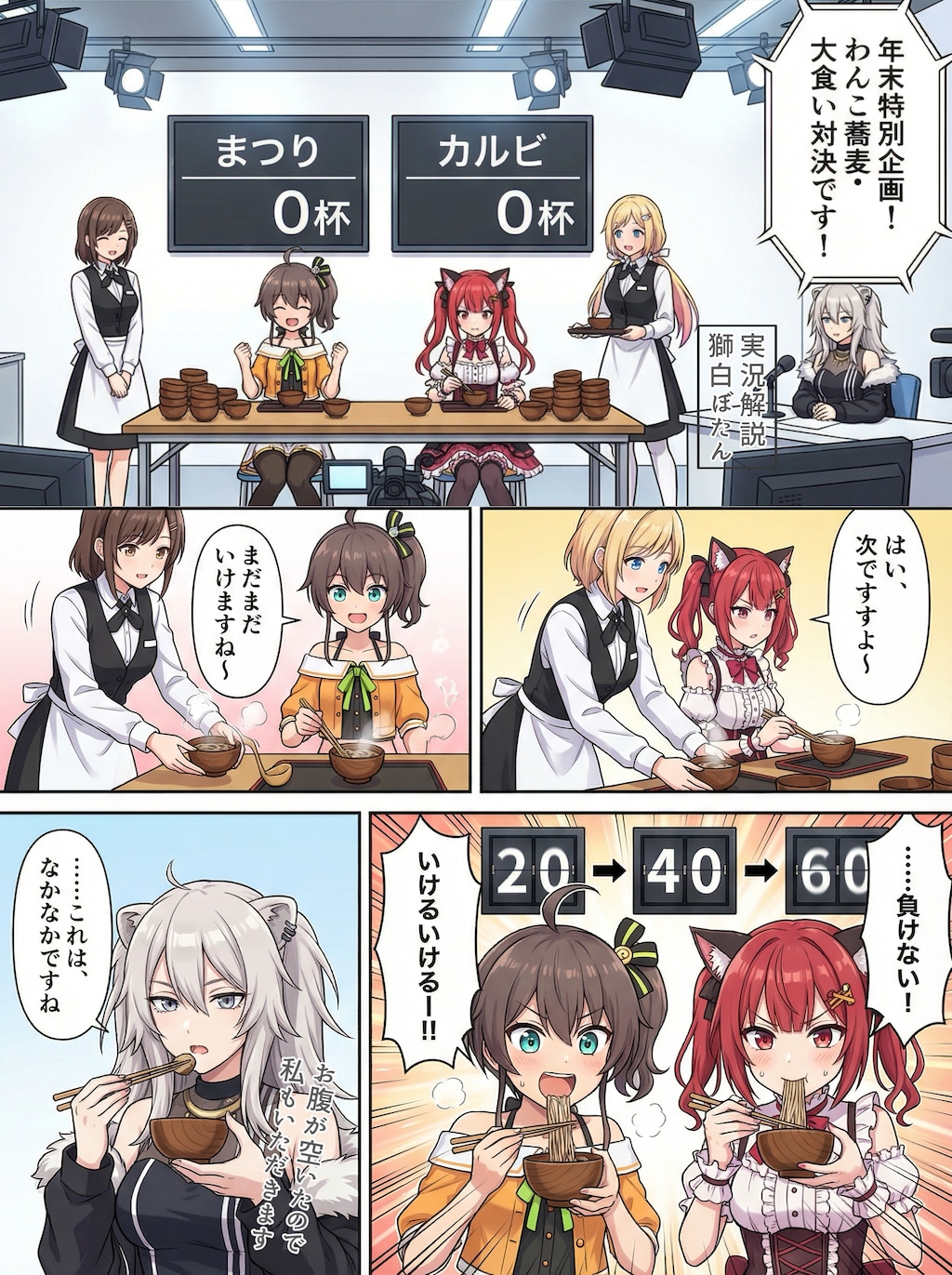 わんこソバ大食い対決①②