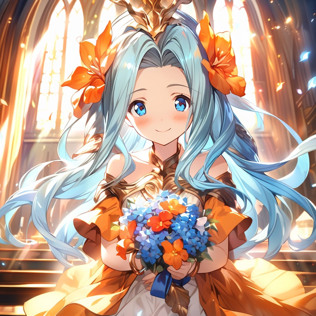 オレンジメインのウェディングドレス姿のルリア