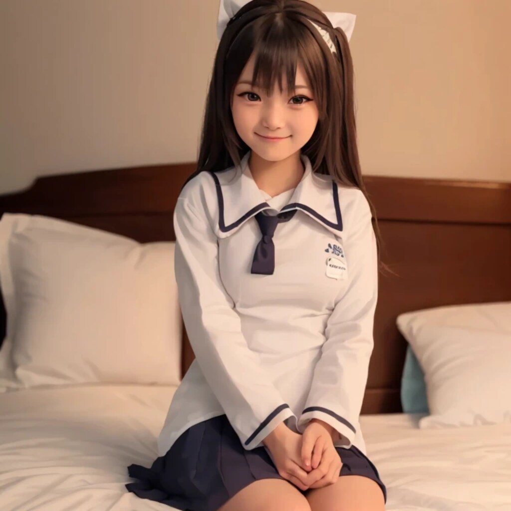 黒髪ロングで寝室の美女８２