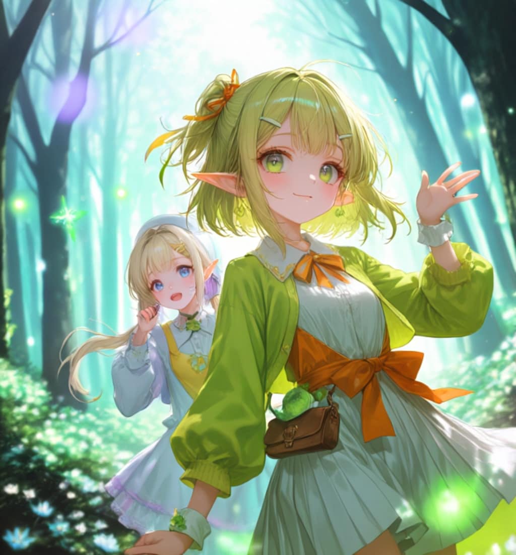 ファンタジー風、春色コーデ