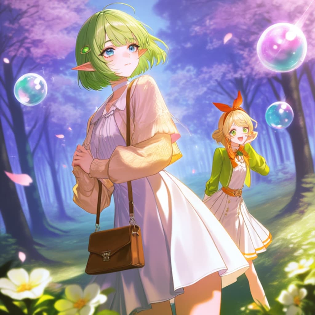 ファンタジー風、春色コーデ