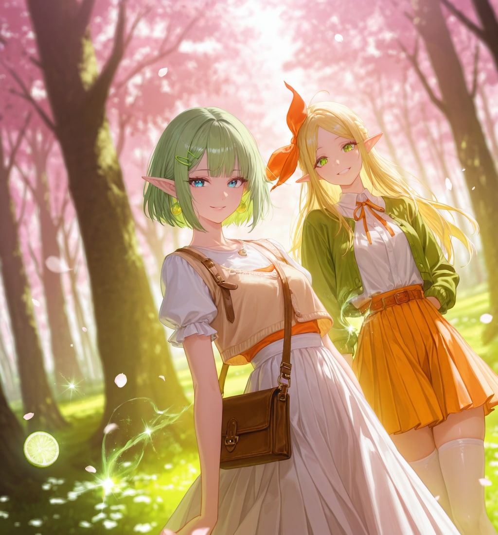 ファンタジー風、春色コーデ