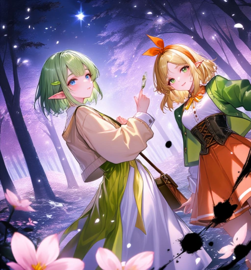 ファンタジー風、春色コーデ